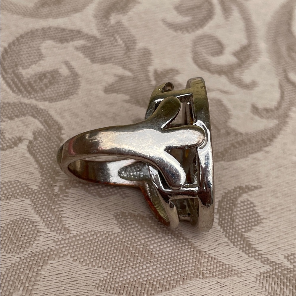 Silver-Tone Ring with Brown Mother of pearl Oval Stone - Picture 8 of 8